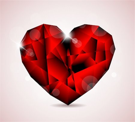 simsearch:400-05899446,k - Red Diamond jewel heart - Valentines element for a card Stock Photo - Budget Royalty-Free & Subscription, Code: 400-04830118