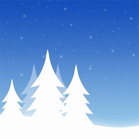 White winter landscape and the star sky Stock Photo - Budget Royalty-Free & Subscription, Code: 400-04830302