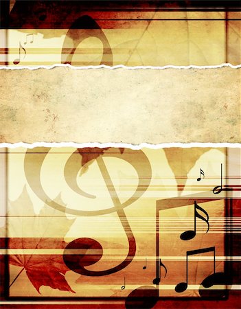 Grunge background with musical symbols Stock Photo - Budget Royalty-Free & Subscription, Code: 400-04830342