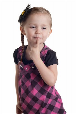 strotter13 (artist) - A girl with her finger on her lips who is deep in thought. Stock Photo - Budget Royalty-Free & Subscription, Code: 400-04830516