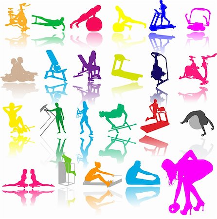 Vector illustration of fitness silhouettes Stock Photo - Budget Royalty-Free & Subscription, Code: 400-04830587