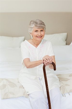 stick people holding hands - Retired woman with her walking stick at home Stock Photo - Budget Royalty-Free & Subscription, Code: 400-04830634