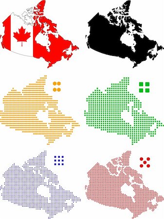 Layered vector illustration map and flag of Canada. Stock Photo - Budget Royalty-Free & Subscription, Code: 400-04830883