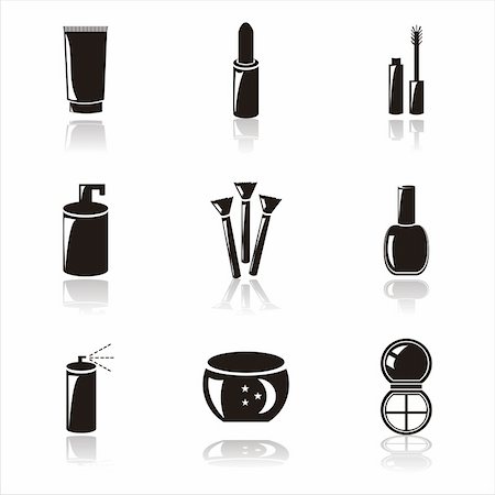 set of 9 black cosmetics icons Stock Photo - Budget Royalty-Free & Subscription, Code: 400-04830924