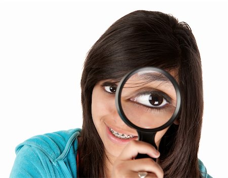 simsearch:400-04554899,k - Young girl looking through a magnifying glass Stock Photo - Budget Royalty-Free & Subscription, Code: 400-04831184