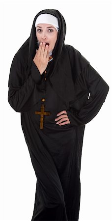 Young Nun in shock with hand on mouth Stock Photo - Budget Royalty-Free & Subscription, Code: 400-04831206