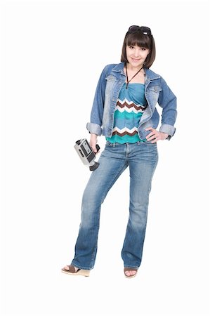 young adult brunette woman with old camera Photographie de stock - Aubaine LD & Abonnement, Code: 400-04831400
