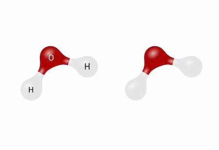 Two versions of water (H2O) molecule model - with and without element's symbols. Stock Photo - Budget Royalty-Free & Subscription, Code: 400-04831451