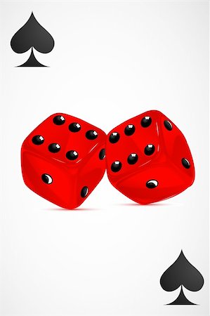 symbols dice - illustration of dices on playing cards of casino Stock Photo - Budget Royalty-Free & Subscription, Code: 400-04831862