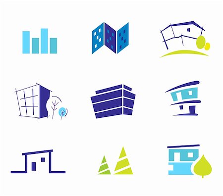 simsearch:400-07033344,k - Icon collection for modern houses inspired by nature and simplicity. Vector Illustration. Foto de stock - Royalty-Free Super Valor e Assinatura, Número: 400-04831882