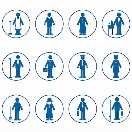 illustration of Different Profession People icon on white background Stock Photo - Budget Royalty-Free & Subscription, Code: 400-04831980