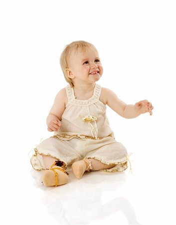 Adorable Baby Girl in one year age isolated on white Stockbilder - Microstock & Abonnement, Bildnummer: 400-04832020