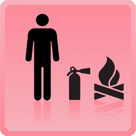 simsearch:400-04379993,k - Icon of the person with the fire extinguisher near a fire Stock Photo - Budget Royalty-Free & Subscription, Code: 400-04832155