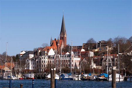 detail of boat and people - Flensburg skyline. German city close to Danish border. Stock Photo - Budget Royalty-Free & Subscription, Code: 400-04832303