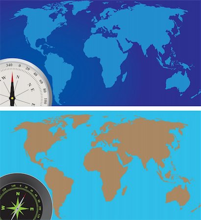World map and compass. Vector illustration for you design Stock Photo - Budget Royalty-Free & Subscription, Code: 400-04832655