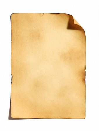 aged paper isolated on a white backgorund Foto de stock - Super Valor sin royalties y Suscripción, Código: 400-04832787