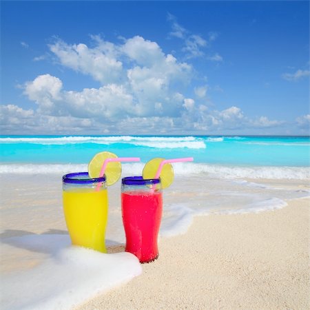 beach cocktails yellow red wave foam in tropical sea sand Stock Photo - Budget Royalty-Free & Subscription, Code: 400-04832904