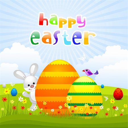 painted happy flowers - illustration of colorful decorated easter eggs on meadow Stock Photo - Budget Royalty-Free & Subscription, Code: 400-04832901