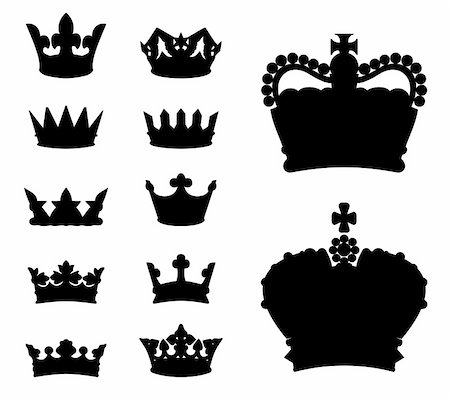 royal king symbol - Set of various crown silhouettes, vector illustration Stock Photo - Budget Royalty-Free & Subscription, Code: 400-04832951