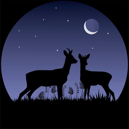 Illustration of two doe silhouettes, square Stockbilder - Microstock & Abonnement, Bildnummer: 400-04833089