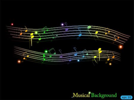 Vector multi colored musical shiny background Stock Photo - Budget Royalty-Free & Subscription, Code: 400-04833131
