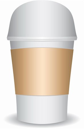 polystyrène - Large white cup for coffee with a brown label Foto de stock - Super Valor sin royalties y Suscripción, Código: 400-04833307