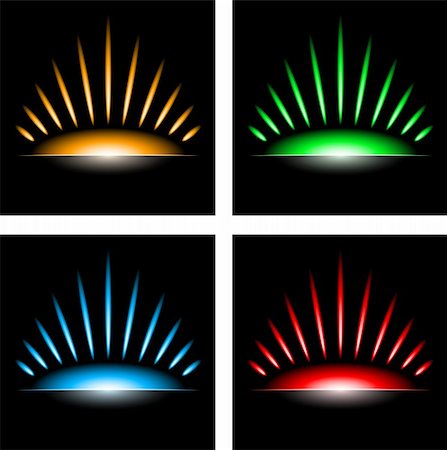 simsearch:400-07047365,k - Set of a four black backgrounds with abstract sun Stock Photo - Budget Royalty-Free & Subscription, Code: 400-04833309