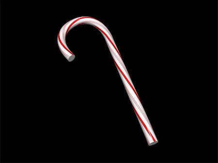 simsearch:400-04259407,k - 3D rendering of a candy cane isolated on black Stock Photo - Budget Royalty-Free & Subscription, Code: 400-04833575
