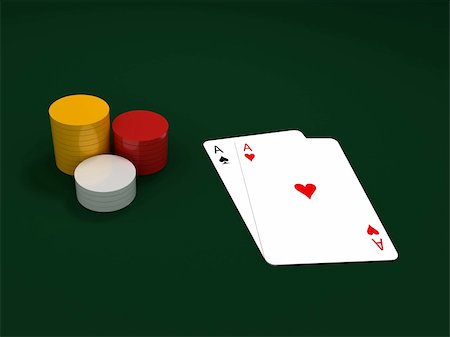 simsearch:400-04314649,k - 3D rendering of a pair of aces and chips stacks Foto de stock - Royalty-Free Super Valor e Assinatura, Número: 400-04833577