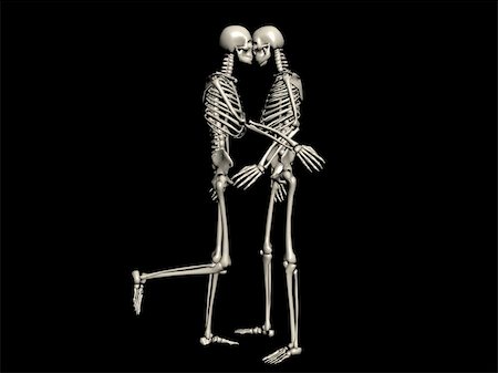 simsearch:400-05688044,k - 3D rendering of a couple of skeletons kissing Foto de stock - Super Valor sin royalties y Suscripción, Código: 400-04833588