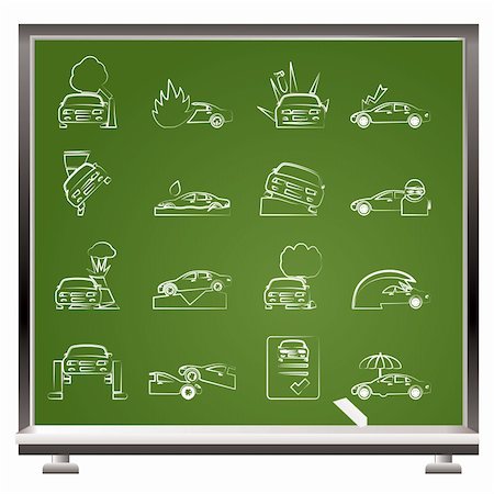 painted with chalk car and transportation insurance and risk icons - vector icon set Photographie de stock - Aubaine LD & Abonnement, Code: 400-04833814