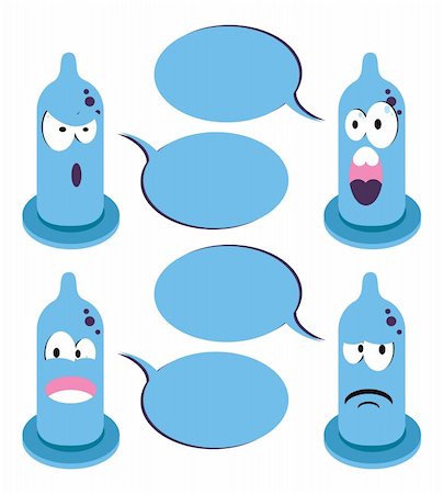4 funny cartoon condom talking bubble speech Stock Photo - Budget Royalty-Free & Subscription, Code: 400-04844060