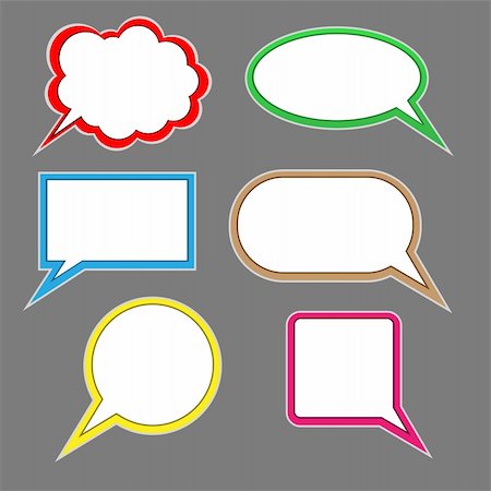 dialogue box cartoon - Set of a six speech bubbles different colors and forms Stock Photo - Budget Royalty-Free & Subscription, Code: 400-04844632