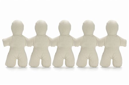 Row of faceless dummy dolls hand in hand on white background Stock Photo - Budget Royalty-Free & Subscription, Code: 400-04844650