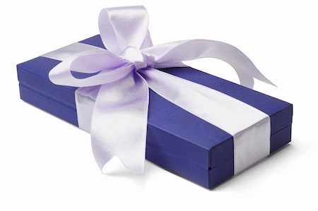 plain rectangular box - Blue gift box with big bow ribbon on white background Stock Photo - Budget Royalty-Free & Subscription, Code: 400-04844663