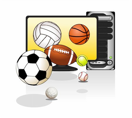 flat soccer ball - Various sports balls, computer on a white background Stock Photo - Budget Royalty-Free & Subscription, Code: 400-04845068