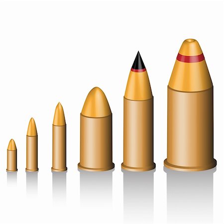simsearch:400-05706425,k - Illustration of a set of bullets of various calibers. Fotografie stock - Microstock e Abbonamento, Codice: 400-04845143