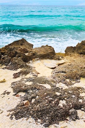 simsearch:400-04334311,k - Sea at sunny day. Stone on the foreground Stockbilder - Microstock & Abonnement, Bildnummer: 400-04845412