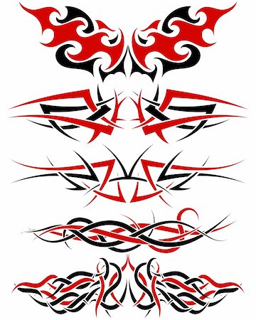 Black with red patterns of tribal tattoo for design use Stock Photo - Budget Royalty-Free & Subscription, Code: 400-04845752