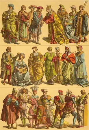 16th Century Netherlands Costumes on engraving from 1890 by Fr.Hottenroth. Stock Photo - Budget Royalty-Free & Subscription, Code: 400-04845797
