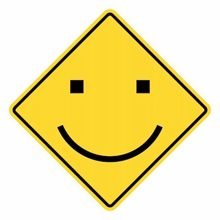 simsearch:400-06076108,k - Smiley yellow road sign Foto de stock - Royalty-Free Super Valor e Assinatura, Número: 400-04845968