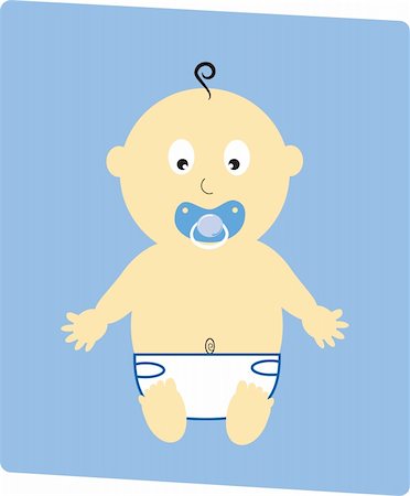 stomach cartoon - Cute blue baby boy cartoon Stock Photo - Budget Royalty-Free & Subscription, Code: 400-04846011