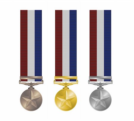 Illustration of gold, silver and bronze medals Stock Photo - Budget Royalty-Free & Subscription, Code: 400-04846078