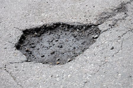 street crack - pothole road damage or pot hole concept with street Stock Photo - Budget Royalty-Free & Subscription, Code: 400-04846327