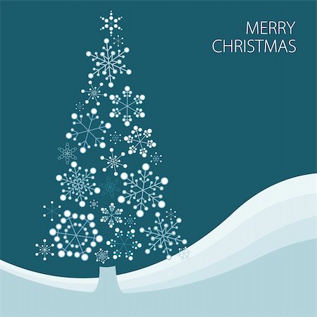 Christmas tree made from simple abstract snowflakes Stock Photo - Budget Royalty-Free & Subscription, Code: 400-04846375