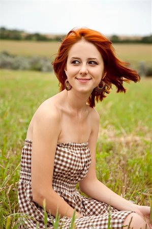 Beautiful young irl at green field Stock Photo - Budget Royalty-Free & Subscription, Code: 400-04846370