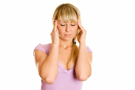 simsearch:400-04925223,k - Woman under stress. Lots of copyspace and room for text on this isolate Stock Photo - Budget Royalty-Free & Subscription, Code: 400-04846623