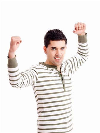 simsearch:400-04343310,k - Happy young man with arms up isolated on a white background Photographie de stock - Aubaine LD & Abonnement, Code: 400-04846699