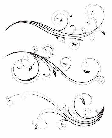 simsearch:400-04839001,k - Vector set of swirling flourishes decorative floral elements Foto de stock - Super Valor sin royalties y Suscripción, Código: 400-04847052