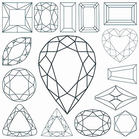 diamond illustration - stone shapes against white background, abstract vector art illustration Stock Photo - Budget Royalty-Free & Subscription, Code: 400-04847224